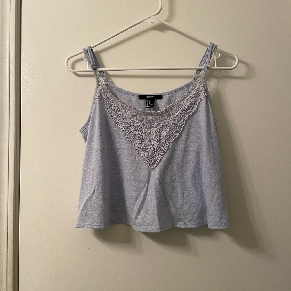 Light Blue Lace Tank Top